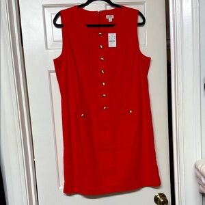 MWT J. Crew Factory Red Dress with Gold Accents